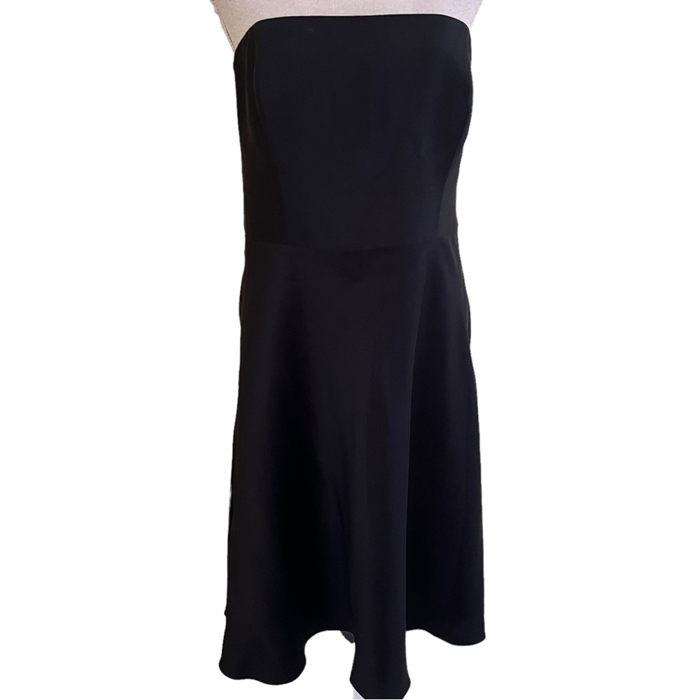 Ann Taylor Black Strapless(With Included Straps) Silk Aline Dress 12
